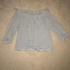 striped off shoulder top